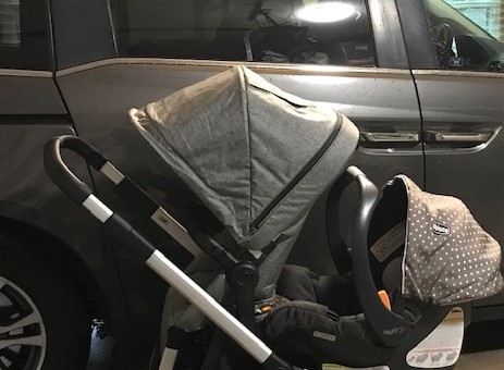 Thule sleek with infant seat and chico carseat installed